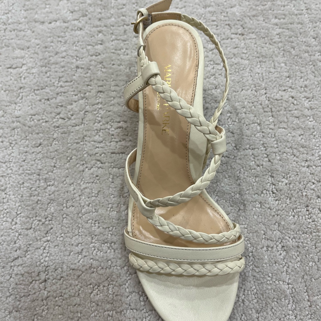 Elegant Cream Braided Strap Sandals